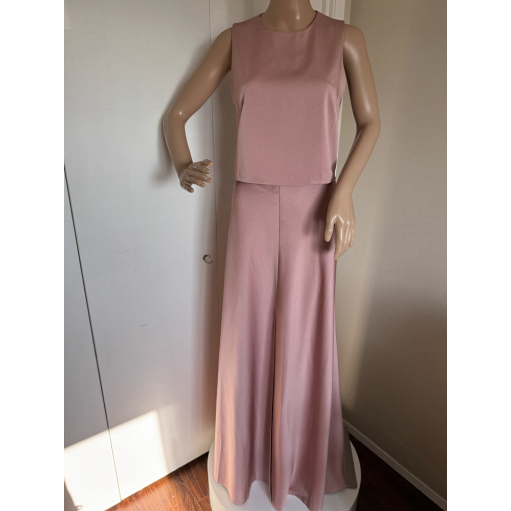 Women's Jenny Yoo Collection satin dusty Pink Two-Piece maxi skirt Set Size 6
